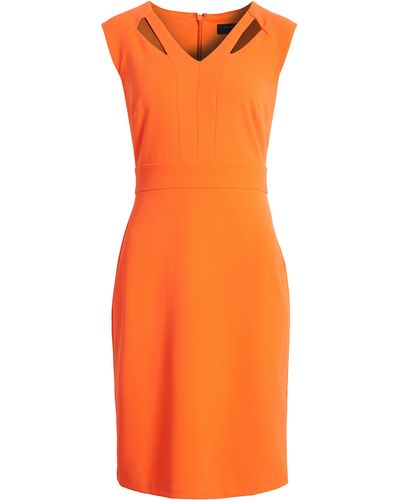 Tahari Cap Sleeve Cutout Sheath Dress - Orange