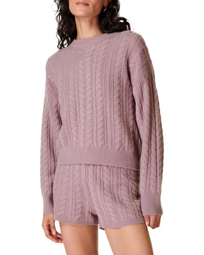 Sweaty Betty Cable Recycled Cashmere Blend Sweater - Purple