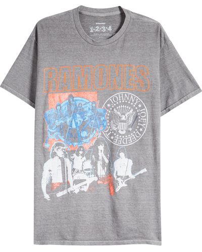 Merch Traffic Ramones Cotton Graphic T-shirt - Gray