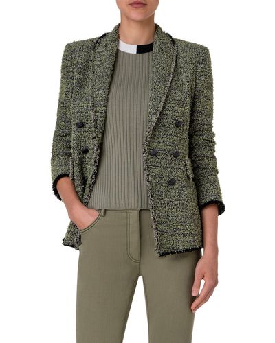 Akris Punto Cotton Blend Tweed Blazer - Green