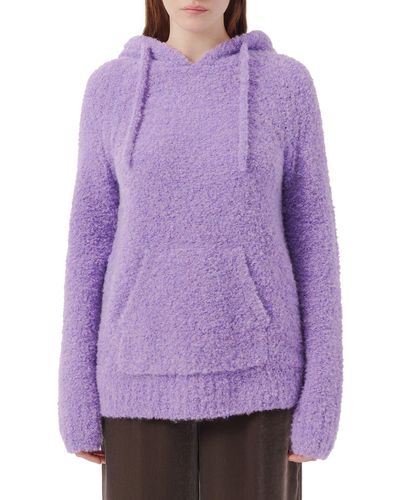 ATM Alpaca & Wool Blend Bouclé Hoodie Sweater - Purple