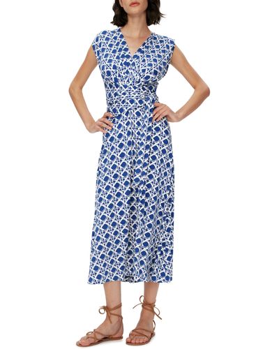 Diane von Furstenberg Dorothee Faux Wrap Midi Dress - Blue