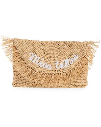 BTB Los Angeles Miss To Mrs. Oversize Straw Clutch - Natural