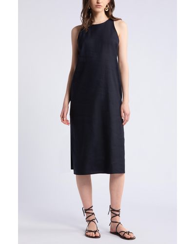 Nordstrom Sleeveless Linen Blend Dress - Black