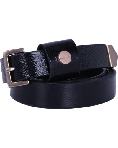 AllSaints Logo Stud Leather Belt - Blue