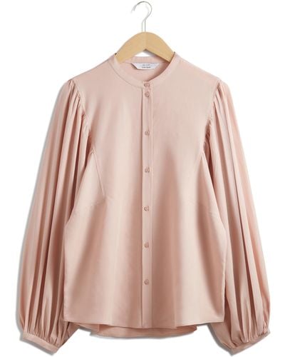 & Other Stories & Balloon Sleeve Button-up Shirt - Pink