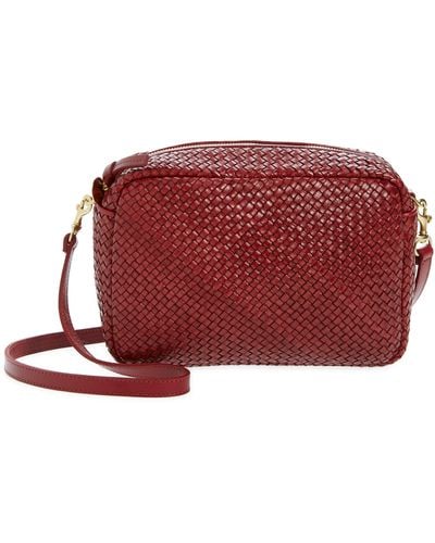 Clare V. Marisol Woven Leather Crossbody Bag - Red