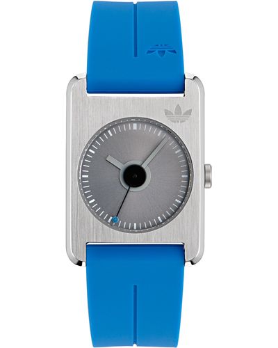 adidas Rectangular Dial Silicone Strap Watch - Blue