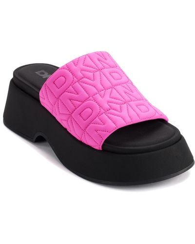 DKNY Logo Quilt Platform Sandal - Pink