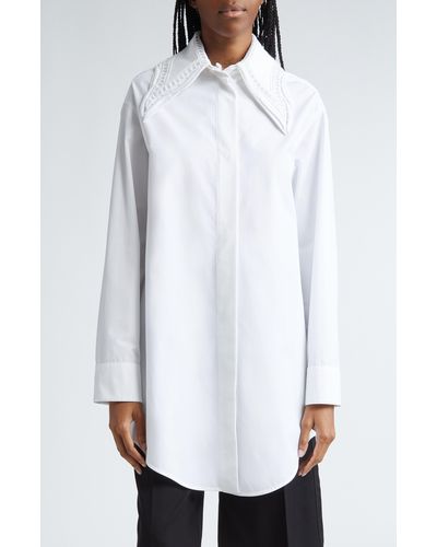 Jil Sander Removable Collar Detail Oversize Poplin Button-up Shirt - White