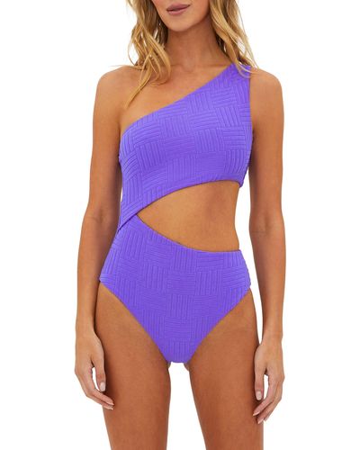 Beach Riot Celine Cutout One-shoulder One-piece Swimsuit - Blue