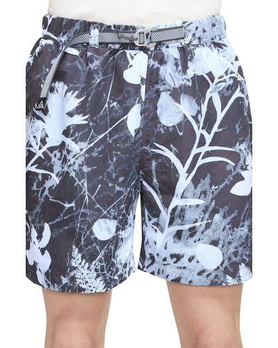 Nike Acg Water Repellent Floral Nylon Trail Shorts - Blue