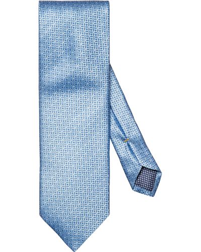 Eton Tonal Geometric Silk Tie - Blue