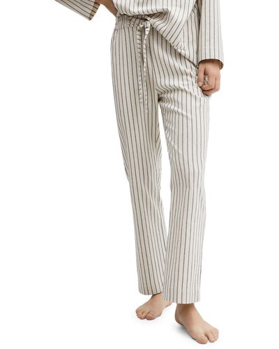 Mango Stripe Cotton Pajama Pants - Natural