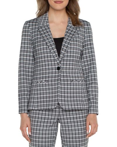 Liverpool Los Angeles Fitted One-button Plaid Blazer - Black