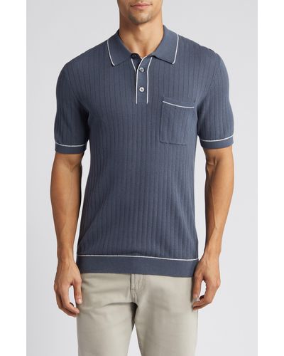 Rails Hardy Tipped Short Sleeve Polo Sweater - Blue