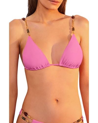 ViX Kaia Paral Beaded Triangle Bikini Top - Pink