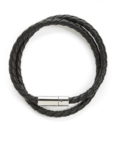 Nordstrom Braided Leather Wrap Bracelet - Black