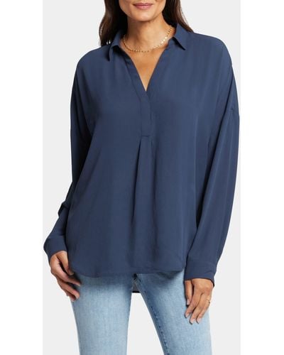 NYDJ Becky Recycled Polyester Georgette Blouse - Blue