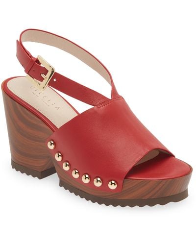 Cecelia New York Amber Platform Wedge Sandal - Red