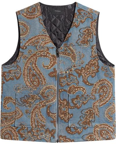 PacSun Jacquard Denim Vest With Quilted Lining - Blue