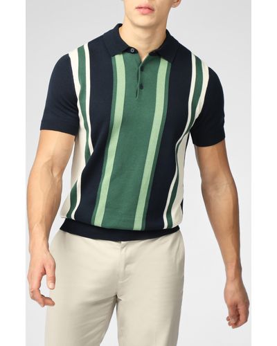 Ben Sherman Vertical Stripe Polo Sweater - Green