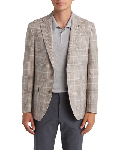 Jack Victor Midland Soft Constructed Plaid Wool Blend Sport Coat - Gray