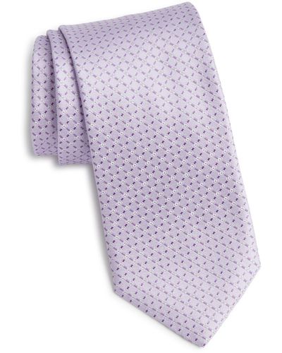 Canali Neat Silk Tie - Purple