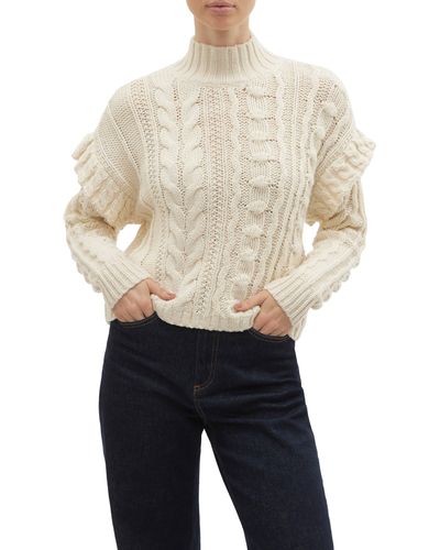 Vero Moda Isla Cable Stitch Turtleneck Sweater - Blue