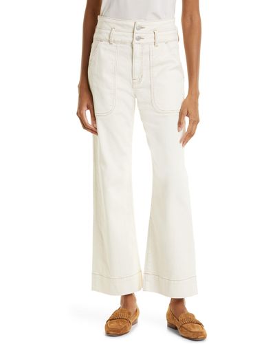 Veronica Beard Hildie Topstitch Ankle Jeans - Natural