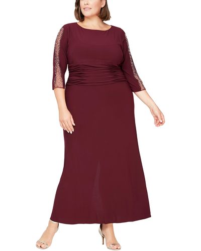 Sl Fashions Embellished Sleeve Gown In Fig At Nordstrom Rack - Red