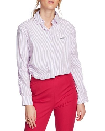 Court & Rowe Preppy Embroidered Stripe Shirt - White