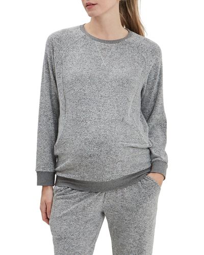 Nom Maternity Heart On My Sleeve Maternity/nursing Sweatshirt - Gray