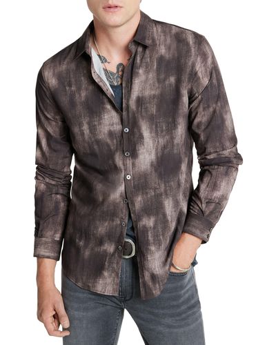 John Varvatos Slim Fit Print Button-up Shirt - Gray