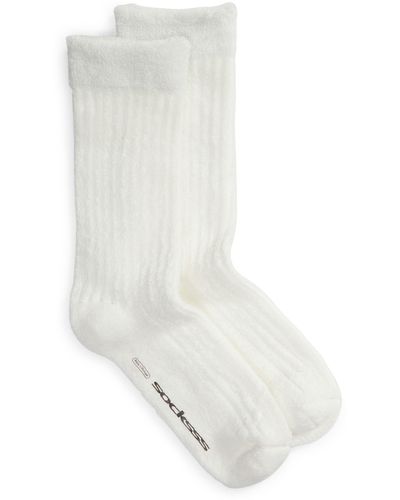 Socksss Terry Organic Cotton Blend Crew Socks - White