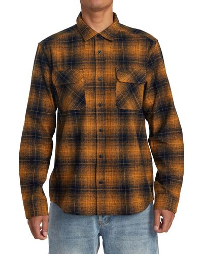 RVCA Dayshift Gradient Check Flannel Button-up Shirt - Multicolor
