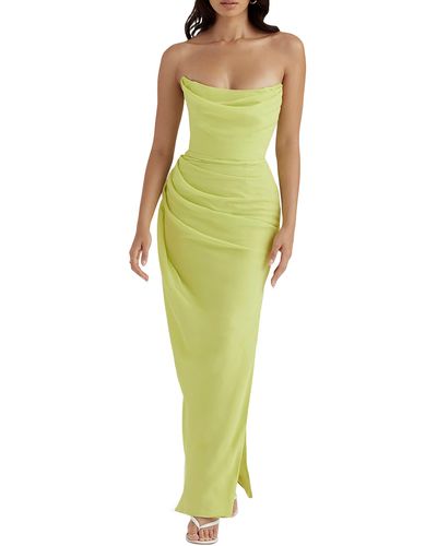 House Of Cb Adrienne Satin Strapless Gown - Green