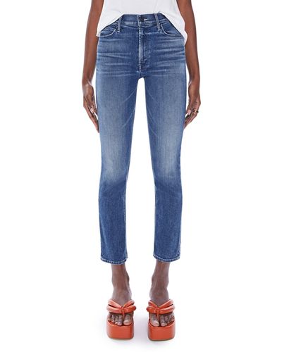 Mother The Dazzler High Waist Ankle Straight Leg Jeans - Blue