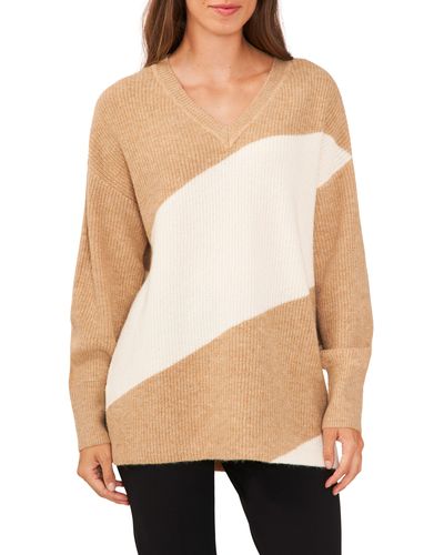 Halogen® Halogen(r) Diagonal Colorblock Sweater - Natural