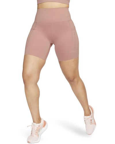 Nike Dri-fit Firm Support High Waist Biker Shorts - Pink
