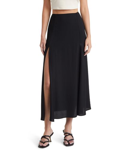 Reformation Zoe Side Slit Midi Skirt - Black