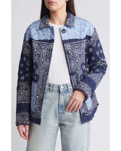 Call it By Your Name X Liberty London Mixed Print Quilted Jacket - Blue