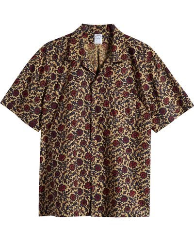 Brooks Brothers Floral Batik Print Camp Shirt - Brown