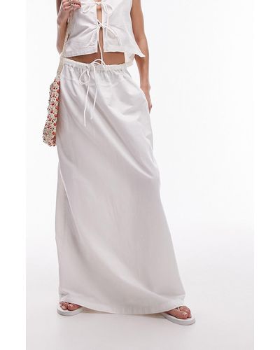 TOPSHOP Tie Waist Maxi Skirt - White