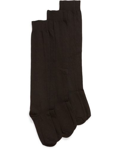 Hue 3-pack Flat Knit Knee High Socks - Black