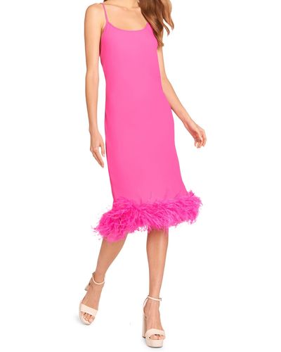 Amanda Uprichard Marianna Feather Hem Cocktail Dress - Pink