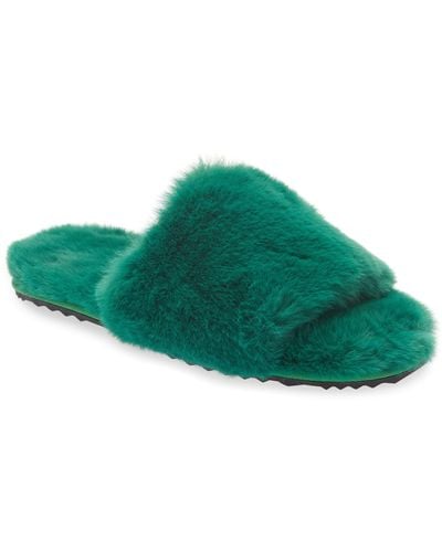 Apparis Diana Faux Fur Slide Slipper - Green