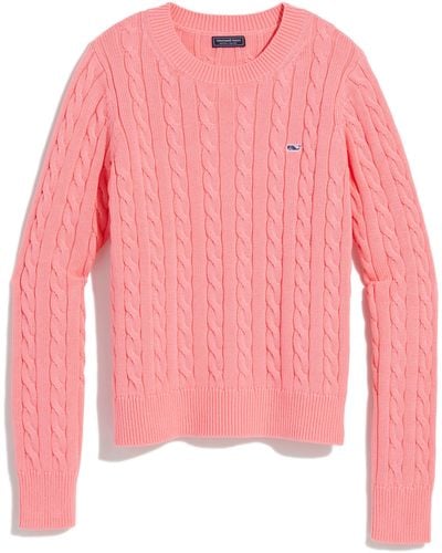 Vineyard Vines Cable Stitch Cotton Sweater - Pink