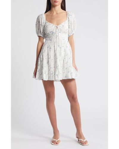 All In Favor Floral Cotton Minidress In At Nordstrom, Size Small - White