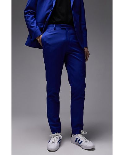 TOPMAN Slim Suit Pants - Blue